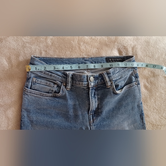 All Saints 28 Zoe Cropped Bootcut Faded Wash Frayed Hem Women’s Blue Jeans - Picture 9 of 16